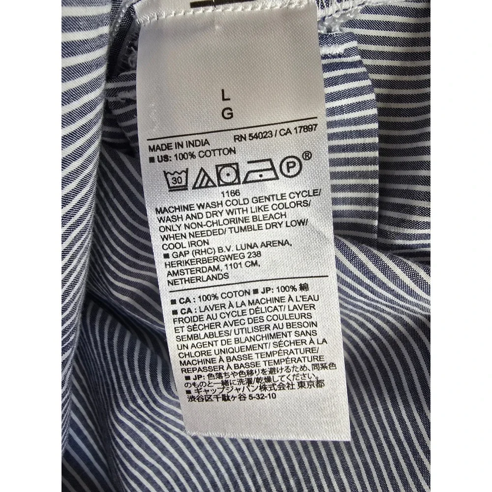 Banana Republic Lazuli Blue Pinstripe Oversized Cotton Button Down Shirt Mens L